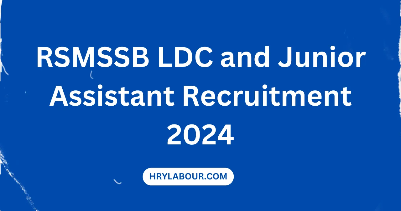 RSMSSB LDC and Junior Assistant Recruitment 2024