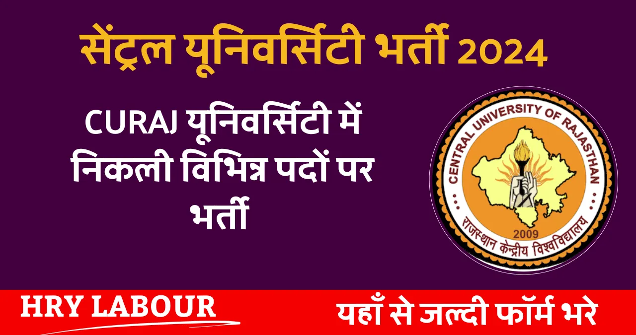 Central University Rajasthan Vacancy 2024